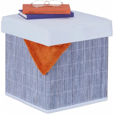 Relaxdays Pouffe/Ottoman - Gray White - Storage, Footstool, 35x35x35cm Relaxdays Pouffe/Ottoman - Gray White - Storage, Footstool, 35x35x35cm