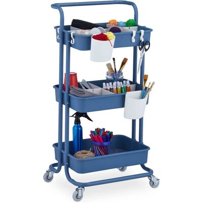 Carrello Multiuso Relaxdays - 3 Ripiani, Blu, 86x43x34cm Carrello Multiuso Relaxdays - 3 Ripiani, Blu, 86x43x34cm
