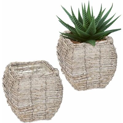 Relaxdays Rattan Blumentopf-Set 2 - Innen/Außen Relaxdays Rattan Blumentopf-Set 2 - Innen/Außen
