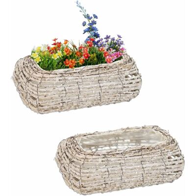 Relaxdays Set di 2 Vasi in Rattan - Fioriere Relaxdays Set di 2 Vasi in Rattan - Fioriere