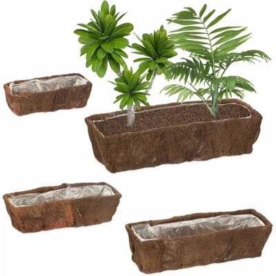 Set di fioriere Relaxdays - Naturale 4 Misure - Giardino Interno Esterno Set di fioriere Relaxdays - Naturale 4 Misure - Giardino Interno Esterno