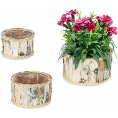 Relaxdays Birch Effect Flowerpot Set - 3 Planters for Indoor & Outdoor Relaxdays Birch Effect Flowerpot Set - 3 Planters for Indoor & Outdoor