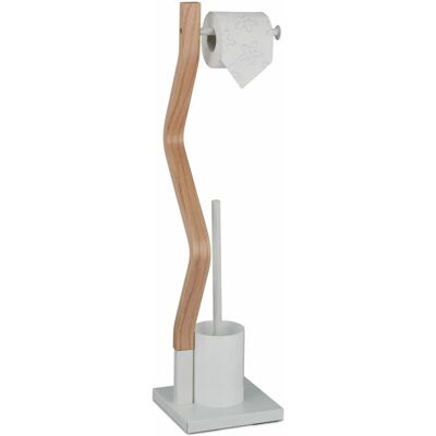 Relaxdays Spazzola e Supporto WC - Bianco/Legno Naturale - Tipo di WC Relaxdays Spazzola e Supporto WC - Bianco/Legno Naturale - Tipo di WC