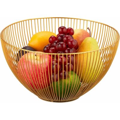 Relaxdays Cestino Frutta in Metallo - Design Moderno - Dorato - 14x25cm Relaxdays Cestino Frutta in Metallo - Design Moderno - Dorato - 14x25cm