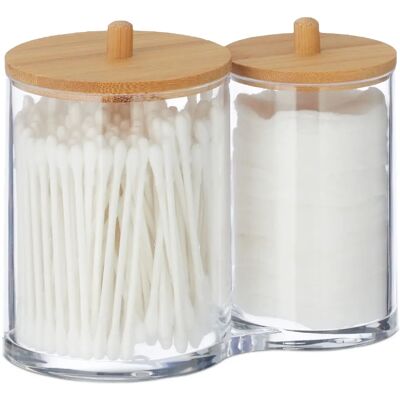 Relaxdays Cotton Swab & Pad Organizer - Natural, Transparent Relaxdays Cotton Swab & Pad Organizer - Natural, Transparent