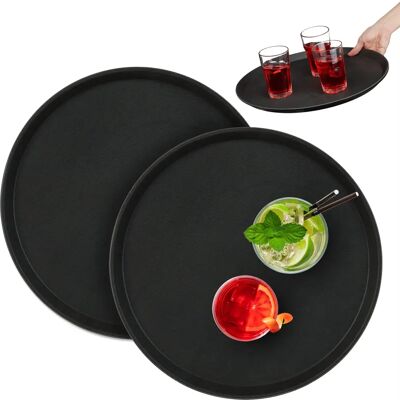 Relaxdays Set of 2 Non-slip Round Serving Trays - 40cm - Kitchen & Bar Relaxdays Set of 2 Non-slip Round Serving Trays - 40cm - Kitchen & Bar