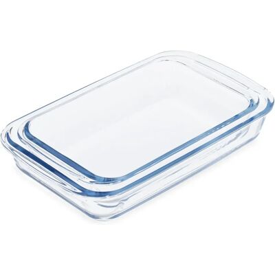 Relaxdays Set di 2 Teglie in Vetro per Forno - Trasparente, 2 Misure Relaxdays Set di 2 Teglie in Vetro per Forno - Trasparente, 2 Misure