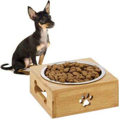 Relaxdays Dog Bowl - Small/Medium - Stainless Steel & Bamboo - 400ml Relaxdays Dog Bowl - Small/Medium - Stainless Steel & Bamboo - 400ml