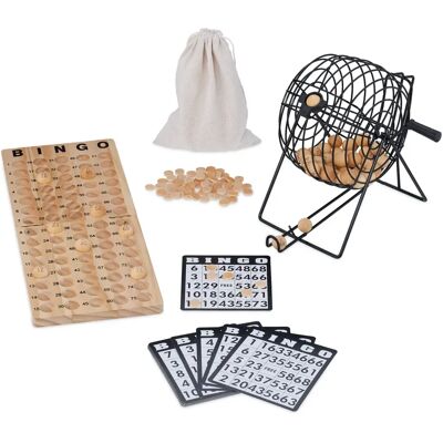 Relaxdays Holz-Bingo-Set - 75 Kugeln, 18 Karten, Familienspiel Relaxdays Holz-Bingo-Set - 75 Kugeln, 18 Karten, Familienspiel