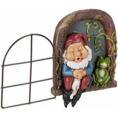 Relaxdays Garden Gnome Window Scene - Garden Statue Relaxdays Garden Gnome Window Scene - Garden Statue