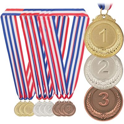 Relaxdays Médailles pour Enfants 12 pcs - Or Argent Bronze - Ø 5 cm - Récompenses Sportives Relaxdays Médailles pour Enfants 12 pcs - Or Argent Bronze - Ø 5 cm - Récompenses Sportives