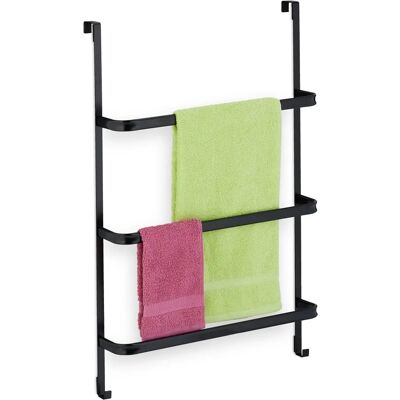Relaxdays Door Towel Rack - Steel Black - Space-saving, No Drill Relaxdays Door Towel Rack - Steel Black - Space-saving, No Drill