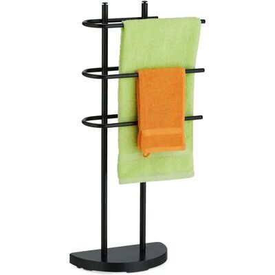 Relaxdays Tragbarer Handtuchständer - 3 Stangen, Schwarz, 83x39x18cm Relaxdays Tragbarer Handtuchständer - 3 Stangen, Schwarz, 83x39x18cm