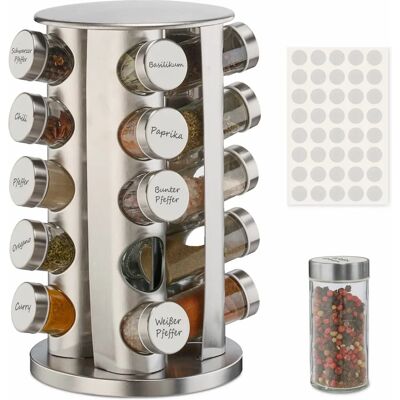 Relaxdays Gewürzbehälter - Drehbarer Spicer 20 Gläser, Etiketten, Edelstahl Relaxdays Gewürzbehälter - Drehbarer Spicer 20 Gläser, Etiketten, Edelstahl