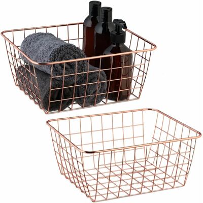 Relaxdays Förvaringslåda Set - Roséguld, 2 St, Rektangulära Trådkorgar - Hemorganisation Relaxdays Förvaringslåda Set - Roséguld, 2 St, Rektangulära Trådkorgar - Hemorganisation