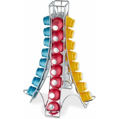 Relaxdays Coffee Capsule Holder - Nespresso Compatible, 32 Capsules, Metal, Silver Relaxdays Coffee Capsule Holder - Nespresso Compatible, 32 Capsules, Metal, Silver