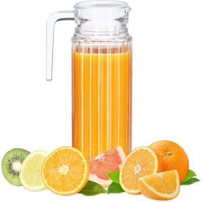 RELAXDAYS - Glass Carafe 1L - Narrow - Water Carafe RELAXDAYS - Glass Carafe 1L - Narrow - Water Carafe