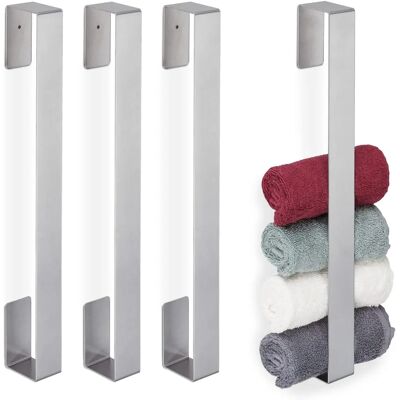 Relaxdays Stainless Steel 4-Piece Wall-Mounted Towel Rack Set Relaxdays Stainless Steel 4-Piece Wall-Mounted Towel Rack Set