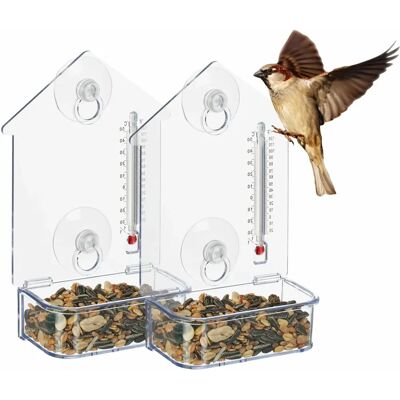 Relaxdays Set di 2 Mangiatoie con Termometri - Casette per Uccelli Relaxdays Set di 2 Mangiatoie con Termometri - Casette per Uccelli