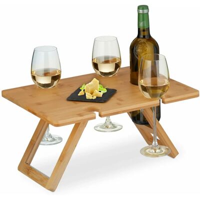 Relaxdays Bambus Picknicktablett tragbar mit 4 Becherhaltern Relaxdays Bambus Picknicktablett tragbar mit 4 Becherhaltern