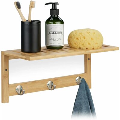 Relaxdays Bamboo Wall Hanger with Shelf - Natural, 18x37.5x16cm Relaxdays Bamboo Wall Hanger with Shelf - Natural, 18x37.5x16cm