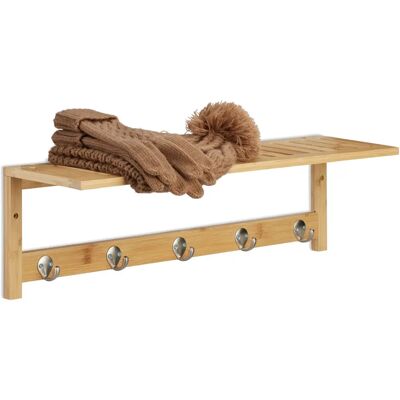 Relaxdays Wall Hook Shelf Bamboo Natural - Wall Mounted Storage Relaxdays Wall Hook Shelf Bamboo Natural - Wall Mounted Storage