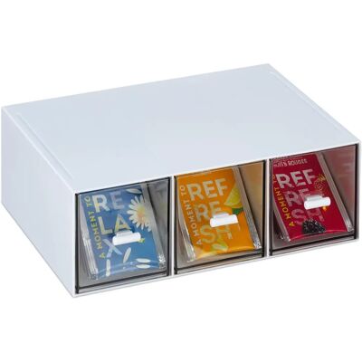 RELAXDAYS Teorganisator - 3 Fack, Stabelbar, Transparent RELAXDAYS Teorganisator - 3 Fack, Stabelbar, Transparent