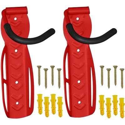 Relaxdays Fahrradhalterung Wand, Set aus 2, bis 25kg, Stahl, Rot Relaxdays Fahrradhalterung Wand, Set aus 2, bis 25kg, Stahl, Rot