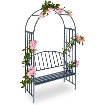 Relaxdays Gartenbogen mit Bank - Für Rosen, Clematis - 205x115x50 cm Relaxdays Gartenbogen mit Bank - Für Rosen, Clematis - 205x115x50 cm