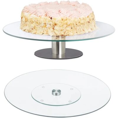 Relaxdays Cake Stand Set - 2 Tiers, 30cm Glass Rotating Plate Relaxdays Cake Stand Set - 2 Tiers, 30cm Glass Rotating Plate