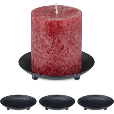 Relaxdays Zestaw 4 Podstawek na Świece - Czarny Metal, Ø 10cm - Podstawki Relaxdays Zestaw 4 Podstawek na Świece - Czarny Metal, Ø 10cm - Podstawki