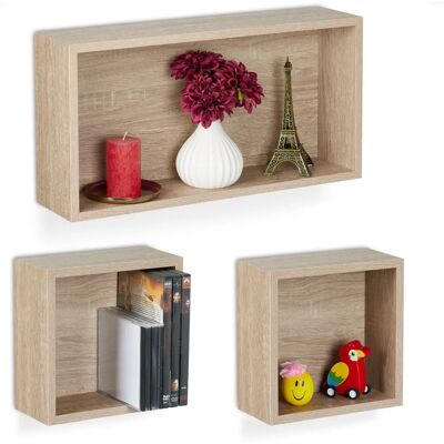Relaxdays Natürliche MDF Wandregal-Set aus 3 - Wandmontage Relaxdays Natürliche MDF Wandregal-Set aus 3 - Wandmontage
