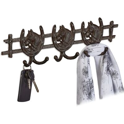 Relaxdays Gancho de Pared con Caballos - Hierro Fundido 6 Ganchos Entrada Relaxdays Gancho de Pared con Caballos - Hierro Fundido 6 Ganchos Entrada