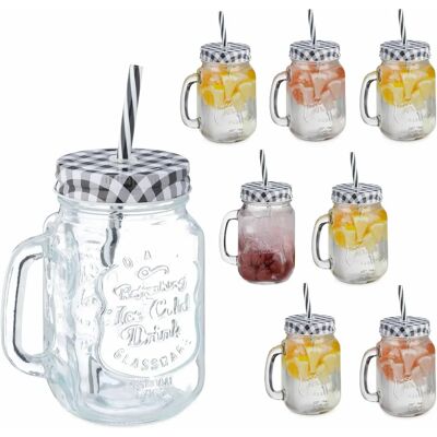 Relaxdays Water Glass Set - 8 pcs, 500ml, Square Pattern Relaxdays Water Glass Set - 8 pcs, 500ml, Square Pattern