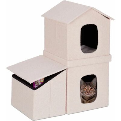 Relaxdays Katzenhaus - Klappbares 2-Etagen Versteck mit Stauraum Relaxdays Katzenhaus - Klappbares 2-Etagen Versteck mit Stauraum