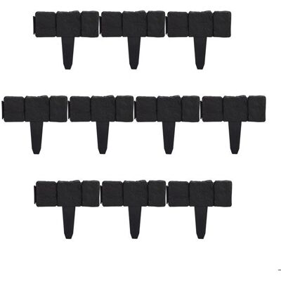 RELAXDAYS Garden border set - 10x25 cm - Black - Stone effect - Garden border panels RELAXDAYS Garden border set - 10x25 cm - Black - Stone effect - Garden border panels
