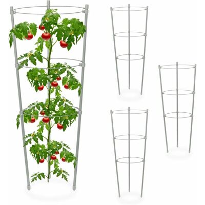 Relaxdays Pflanzengitter Set aus 4 - Höhenverstellbar, Grau Relaxdays Pflanzengitter Set aus 4 - Höhenverstellbar, Grau