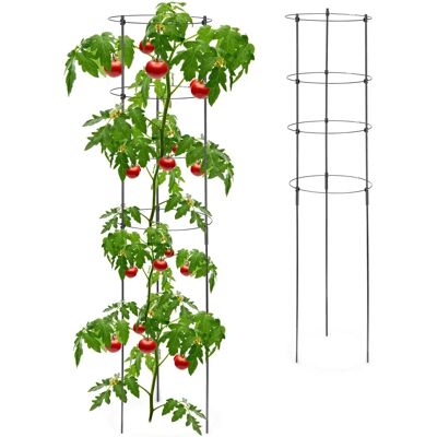 Relaxdays Plantensteun Set - 120cm, 4 Ringen, Metaal & Plastic Relaxdays Plantensteun Set - 120cm, 4 Ringen, Metaal & Plastic