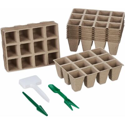 Relaxdays Seedling Tray - Biodegradable Pots Set of 192 Relaxdays Seedling Tray - Biodegradable Pots Set of 192