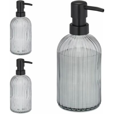 Relaxdays 10045198 Seifenspender - 3er Set, Schwarz, 400ml Relaxdays 10045198 Seifenspender - 3er Set, Schwarz, 400ml