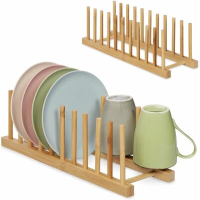 Relaxdays Bambus Küchenorganizer - Platz für 10 Teller - Natur Relaxdays Bambus Küchenorganizer - Platz für 10 Teller - Natur