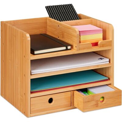 Relaxdays Bambus Schreibtisch-Organizer - 2 Schubladen, 5 Fächer Relaxdays Bambus Schreibtisch-Organizer - 2 Schubladen, 5 Fächer