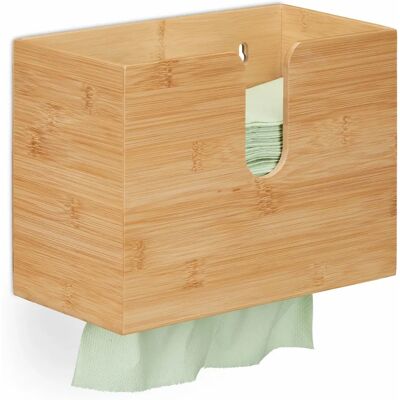 Relaxdays 10045311 Papierhandtuchspender - Feuchtigkeitsbeständiger Bambus-Wandhalter - 20x27x13cm Relaxdays 10045311 Papierhandtuchspender - Feuchtigkeitsbeständiger Bambus-Wandhalter - 20x27x13cm