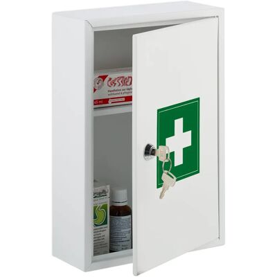 Relaxdays Medizin-Schrank Weiß Grün Schloss 32cm - Medizin Schrank Relaxdays Medizin-Schrank Weiß Grün Schloss 32cm - Medizin Schrank