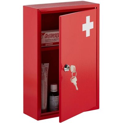 Relaxdays Medizin-Schrank mit Schloss - 2 Fächer, Rot & Weiß Relaxdays Medizin-Schrank mit Schloss - 2 Fächer, Rot & Weiß