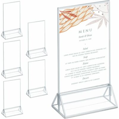 Relaxdays Bordmenyholder - 6 Akryl, A6, Transparent/Silver Relaxdays Bordmenyholder - 6 Akryl, A6, Transparent/Silver