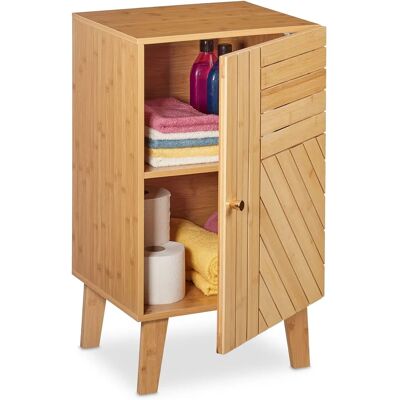Relaxdays Bambus Badezimmer Unterschrank - Verstellbare Regale, Doppeltür, 70x40x37 cm Relaxdays Bambus Badezimmer Unterschrank - Verstellbare Regale, Doppeltür, 70x40x37 cm