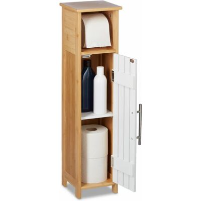 Relaxdays Toilet Paper Holder - Adjustable Shelves - Modern MDF Bamboo Relaxdays Toilet Paper Holder - Adjustable Shelves - Modern MDF Bamboo