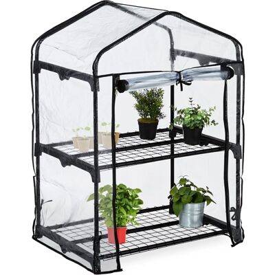 Relaxdays växthus - 94x67x49cm, Plast/Stål, Transparent/Sort Relaxdays växthus - 94x67x49cm, Plast/Stål, Transparent/Sort