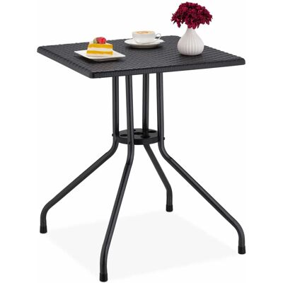 Relaxdays Gartentisch - 75x61x61 cm, Schwarz, Rattan-Look, Stahl & Kunststoff Relaxdays Gartentisch - 75x61x61 cm, Schwarz, Rattan-Look, Stahl & Kunststoff